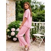 image:imageFlygo Womens Plaid Pajama Sets 2 Piece Cotton Gingham Pjs Loungewear  Button Down Short Sleeve Spread Collar Shirts Ruffled Elastic Waist Long Pants Pockets Y2k Sleepwear Cute Relaxed FitPink
