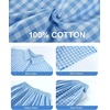 image:imageFlygo Womens Plaid Pajama Sets 2 Piece Cotton Gingham Pjs Loungewear  Button Down Short Sleeve Spread Collar Shirts Ruffled Elastic Waist Long Pants Pockets Y2k Sleepwear Cute Relaxed FitBlue