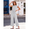 image:imageFlygo Womens Sleeveless Wide Leg Jumpsuit Casual Summer  Soft Flowy Lightweight Fabric Elastic Waist Sleeveless Top Loose Wide Leg Trousers with Side Pockets Casual OutfitWhiteheather