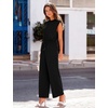 image:imageFlygo Womens Sleeveless Wide Leg Jumpsuit Casual Summer  Soft Flowy Lightweight Fabric Elastic Waist Sleeveless Top Loose Wide Leg Trousers with Side Pockets Casual OutfitBlack