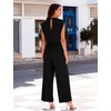 image:imageFlygo Womens Sleeveless Wide Leg Jumpsuit Casual Summer  Soft Flowy Lightweight Fabric Elastic Waist Sleeveless Top Loose Wide Leg Trousers with Side Pockets Casual OutfitBlack