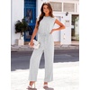 image:imageFlygo Womens Sleeveless Wide Leg Jumpsuit Casual Summer  Soft Flowy Lightweight Fabric Elastic Waist Sleeveless Top Loose Wide Leg Trousers with Side Pockets Casual OutfitWhiteheather