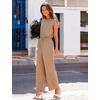 image:imageFlygo Womens Sleeveless Wide Leg Jumpsuit Casual Summer  Soft Flowy Lightweight Fabric Elastic Waist Sleeveless Top Loose Wide Leg Trousers with Side Pockets Casual OutfitKhaki