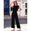 image:imageFlygo Womens Sleeveless Wide Leg Jumpsuit Casual Summer  Soft Flowy Lightweight Fabric Elastic Waist Sleeveless Top Loose Wide Leg Trousers with Side Pockets Casual OutfitBlack
