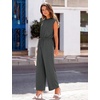 image:imageFlygo Womens Sleeveless Wide Leg Jumpsuit Casual Summer  Soft Flowy Lightweight Fabric Elastic Waist Sleeveless Top Loose Wide Leg Trousers with Side Pockets Casual OutfitDarkgrey