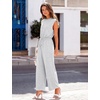 image:imageFlygo Womens Sleeveless Wide Leg Jumpsuit Casual Summer  Soft Flowy Lightweight Fabric Elastic Waist Sleeveless Top Loose Wide Leg Trousers with Side Pockets Casual OutfitWhiteheather