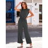 image:imageFlygo Womens Sleeveless Wide Leg Jumpsuit Casual Summer  Soft Flowy Lightweight Fabric Elastic Waist Sleeveless Top Loose Wide Leg Trousers with Side Pockets Casual OutfitDarkgrey