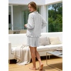 image:imageFlygo Womens Striped Pajama Sets 2 Piece Ruffled Short Lounge Sets  Casual Y2K Pjs Set Long Sleeve Button Down Shirt Collar Elastic Cuff High Waist Drawstring Pockets Bridal PostpartumBlack
