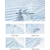 image:imageFlygo Womens Striped Pajama Sets 2 Piece Ruffled Short Lounge Sets  Casual Y2K Pjs Set Long Sleeve Button Down Shirt Collar Elastic Cuff High Waist Drawstring Pockets Bridal PostpartumBlue
