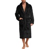 image:imageFlygo Mens Plush Robe Shawl Collar Fleece Absorbent Spa Bathrobe  Men Sherpa Lined Fuzzy Robe Soft Long Sleeve Flannel Shaggy Bathrobe Fluffy Lightweight Shower House Robe with Belt 2 PocketsBlack
