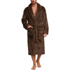 image:imageFlygo Mens Plush Robe Shawl Collar Fleece Absorbent Spa Bathrobe  Men Sherpa Lined Fuzzy Robe Soft Long Sleeve Flannel Shaggy Bathrobe Fluffy Lightweight Shower House Robe with Belt 2 PocketsBrown