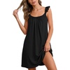 image:imageFlygo Womens Cotton Nightgown Ruffled Sleeveless House Dress with Pockets  Summer Vacation Outfits Pleated U Neck 100 Cotton Pull On Style Comfy Bridal Pjs Lightweight Lounge Bathing Night GownBlack