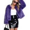 image:imageFlygo Womens Faux Fur Coat Winter Warm Cropped Fluffy Shaggy Jacket  Smooth Lining Open Front Long Sleeve Snap Button 2 Pockets 2026 Luxury Fuzzy Outerwear Cardigan Going Out Wedding PartyDeeppurple