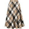 image:imageFlygo Womens Long Plaid Skirt Wool Tartan ALine Pleated Skirts  High Elastic Waist Flared Pleated Midi for Fall Winter Pockets Flowy Vintage Warm Casual WorkClassic Brown