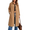 image:imageFlygo Womens Long Trench Coat Windproof Oversized Casual Fall Jackets  Single Breasted Plaid Lining Lapel Button Down Long Sleeve Pockets Classic Spring Overcoat OuterwearCamel