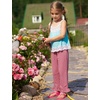 image:imageFlygo Girls Cotton Plaid Pants Gingham Elastic Waist Ruffle Wide Leg Pants  100 Cotton High Waisted Soft Lightweight Breathable Cute Straight Leg with Pockets Teen Girl Casual VersatileRed