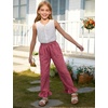 image:imageFlygo Girls Cotton Plaid Pants Gingham Elastic Waist Ruffle Wide Leg Pants  100 Cotton High Waisted Soft Lightweight Breathable Cute Straight Leg with Pockets Teen Girl Casual VersatileRed