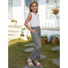 image:imageFlygo Girls Cotton Plaid Pants Gingham Elastic Waist Ruffle Wide Leg Pants  100 Cotton High Waisted Soft Lightweight Breathable Cute Straight Leg with Pockets Teen Girl Casual VersatileBlack