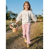 image:imageFlygo Girls Cotton Plaid Pants Gingham Elastic Waist Ruffle Wide Leg Pants  100 Cotton High Waisted Soft Lightweight Breathable Cute Straight Leg with Pockets Teen Girl Casual VersatilePink