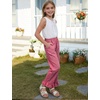 image:imageFlygo Girls Cotton Plaid Pants Gingham Elastic Waist Ruffle Wide Leg Pants  100 Cotton High Waisted Soft Lightweight Breathable Cute Straight Leg with Pockets Teen Girl Casual VersatileRed
