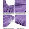 image:imageFlygo Womens Ruffle Pajamas Short Sleeve Lounge Set with Pockets  2 Piece Sleepwear Pjs Sets Crewneck Button Down Top High Waist Wide Leg Drawstring Pants Vacation Nightwear Bridal PartyPurple