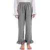image:imageFlygo Girls Cotton Plaid Pants Gingham Elastic Waist Ruffle Wide Leg Pants  100 Cotton High Waisted Soft Lightweight Breathable Cute Straight Leg with Pockets Teen Girl Casual VersatileBlack