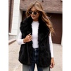 image:imageFlygo Faux Fur Vest Women Sleeveless Lapel Collar Fluffy Jacket Coats  Open Front Fur Vests Jackets Mid Length Fuzzy Shaggy Furry Outerwear Fall Winter Pockets Warm CasualBlack