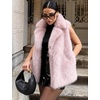image:imageFlygo Faux Fur Vest Women Sleeveless Lapel Collar Fluffy Jacket Coats  Open Front Fur Vests Jackets Mid Length Fuzzy Shaggy Furry Outerwear Fall Winter Pockets Warm CasualPink
