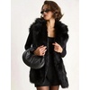image:imageFlygo Faux Fur Vest Women Sleeveless Lapel Collar Fluffy Jacket Coats  Open Front Fur Vests Jackets Mid Length Fuzzy Shaggy Furry Outerwear Fall Winter Pockets Warm CasualBlack