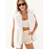 image:imageFlygo Faux Fur Vest Women Sleeveless Lapel Collar Fluffy Jacket Coats  Open Front Fur Vests Jackets Mid Length Fuzzy Shaggy Furry Outerwear Fall Winter Pockets Warm CasualWhite