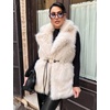 image:imageFlygo Faux Fur Vest Women Sleeveless Lapel Collar Fluffy Jacket Coats  Open Front Fur Vests Jackets Mid Length Fuzzy Shaggy Furry Outerwear Fall Winter Pockets Warm CasualBeige