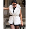 image:imageFlygo Faux Fur Vest Women Sleeveless Lapel Collar Fluffy Jacket Coats  Open Front Fur Vests Jackets Mid Length Fuzzy Shaggy Furry Outerwear Fall Winter Pockets Warm CasualWhite