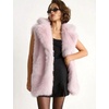 image:imageFlygo Faux Fur Vest Women Sleeveless Lapel Collar Fluffy Jacket Coats  Open Front Fur Vests Jackets Mid Length Fuzzy Shaggy Furry Outerwear Fall Winter Pockets Warm CasualPink