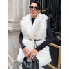 image:imageFlygo Faux Fur Vest Women Sleeveless Lapel Collar Fluffy Jacket Coats  Open Front Fur Vests Jackets Mid Length Fuzzy Shaggy Furry Outerwear Fall Winter Pockets Warm CasualWhite