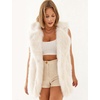 image:imageFlygo Faux Fur Vest Women Sleeveless Lapel Collar Fluffy Jacket Coats  Open Front Fur Vests Jackets Mid Length Fuzzy Shaggy Furry Outerwear Fall Winter Pockets Warm CasualBeige