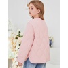 image:imageFlygo Girls Lightweight Quilted Jackets Winter Warm Puffer Coat 514Y  Snap Button Collarless Crewneck 2 Pockets Cozy Insulted Padded Outerwear Puffy Coat for School Outdoor Christmas GiftPink