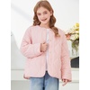 image:imageFlygo Girls Lightweight Quilted Jackets Winter Warm Puffer Coat 514Y  Snap Button Collarless Crewneck 2 Pockets Cozy Insulted Padded Outerwear Puffy Coat for School Outdoor Christmas GiftPink