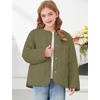image:imageFlygo Girls Lightweight Quilted Jackets Winter Warm Puffer Coat 514Y  Snap Button Collarless Crewneck 2 Pockets Cozy Insulted Padded Outerwear Puffy Coat for School Outdoor Christmas GiftGreen