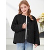 image:imageFlygo Girls Lightweight Quilted Jackets Winter Warm Puffer Coat 514Y  Snap Button Collarless Crewneck 2 Pockets Cozy Insulted Padded Outerwear Puffy Coat for School Outdoor Christmas GiftBlack