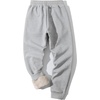 image:imageFlygo Mens Fleece Lined Pants Winter Active Track Joggers Sweatpants  Fully Warm Sherpa Lining Thermal Pants Men Drawstring Elastic Waist Pockets Running Athletic Workout Fleece JoggerLight Greyribbed Bottom