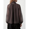 image:imageFlygo Women Polka Dot Top Long Sleeve Chiffon Blouse Bow Tie Neck  Lightweight Chiffon Fabric Elastic Bubble Cuffs Button Front Loose Fit Ideal for Office amp Daily Casual OutfitsBrown