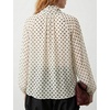 image:imageFlygo Women Polka Dot Top Long Sleeve Chiffon Blouse Bow Tie Neck  Lightweight Chiffon Fabric Elastic Bubble Cuffs Button Front Loose Fit Ideal for Office amp Daily Casual OutfitsBeige