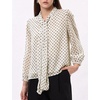 image:imageFlygo Women Polka Dot Top Long Sleeve Chiffon Blouse Bow Tie Neck  Lightweight Chiffon Fabric Elastic Bubble Cuffs Button Front Loose Fit Ideal for Office amp Daily Casual OutfitsBeige