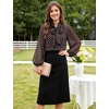 image:imageFlygo Women Polka Dot Top Long Sleeve Chiffon Blouse Bow Tie Neck  Lightweight Chiffon Fabric Elastic Bubble Cuffs Button Front Loose Fit Ideal for Office amp Daily Casual OutfitsBrown
