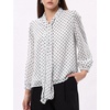 image:imageFlygo Women Polka Dot Top Long Sleeve Chiffon Blouse Bow Tie Neck  Lightweight Chiffon Fabric Elastic Bubble Cuffs Button Front Loose Fit Ideal for Office amp Daily Casual OutfitsWhite