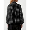 image:imageFlygo Women Polka Dot Top Long Sleeve Chiffon Blouse Bow Tie Neck  Lightweight Chiffon Fabric Elastic Bubble Cuffs Button Front Loose Fit Ideal for Office amp Daily Casual OutfitsBlack