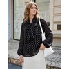 image:imageFlygo Women Polka Dot Top Long Sleeve Chiffon Blouse Bow Tie Neck  Lightweight Chiffon Fabric Elastic Bubble Cuffs Button Front Loose Fit Ideal for Office amp Daily Casual OutfitsBlack