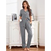 image:imageFlygo Womens 100 Cotton Polka Dot Pajama Set with Pockets  Short Sleeve Button Down Top amp Long Pants Breathable Sleepwear for Home Casual Daily WearGrey