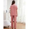 image:imageFlygo Womens 100 Cotton Polka Dot Pajama Set with Pockets  Short Sleeve Button Down Top amp Long Pants Breathable Sleepwear for Home Casual Daily WearPink