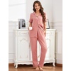 image:imageFlygo Womens 100 Cotton Polka Dot Pajama Set with Pockets  Short Sleeve Button Down Top amp Long Pants Breathable Sleepwear for Home Casual Daily WearPink